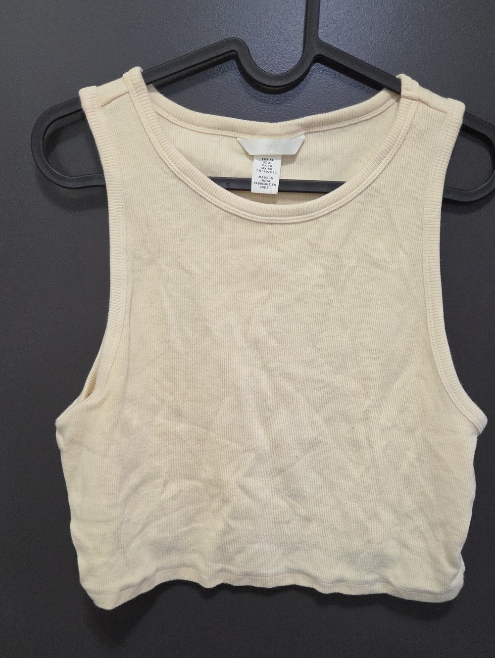 H&M Cream Ribbed Cropped Tank Top